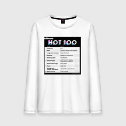 Лонгслив хлопковый мужской BTS DYNAMITE BILLBOARD HOT-100, цвет: белый