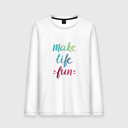 Мужской лонгслив Make life fun / Белый – фото 1