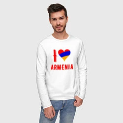 Лонгслив хлопковый мужской I Love Armenia, цвет: белый — фото 2