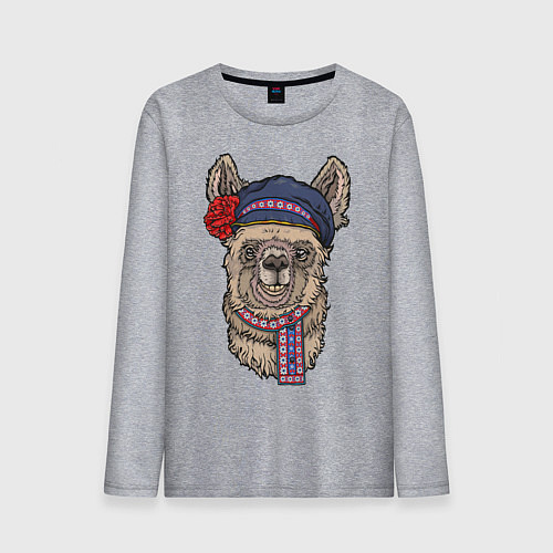 Мужской лонгслив Славянская лама / Меланж – фото 1