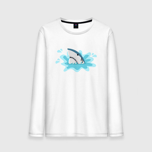 Мужской лонгслив Акула в воде / Белый – фото 1