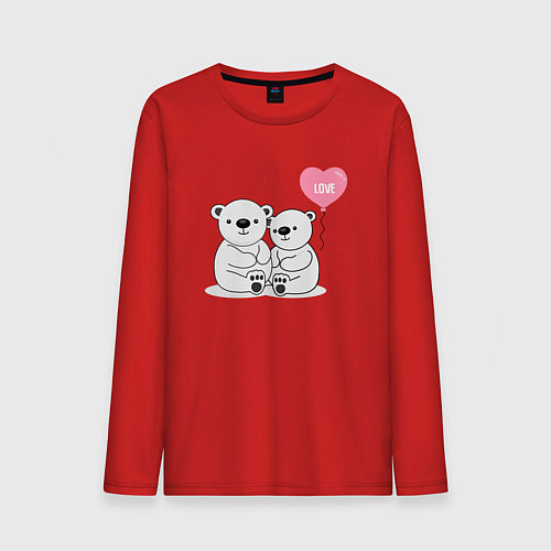 Мужской лонгслив Коалы love / Красный – фото 1