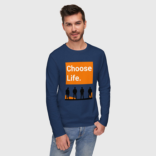 Мужской лонгслив Choose Life / Тёмно-синий – фото 3