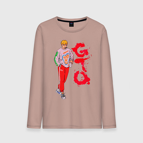 Мужской лонгслив Онидзука крутой учитель / Пыльно-розовый – фото 1