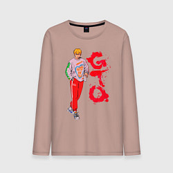 Лонгслив хлопковый мужской Онидзука крутой учитель, цвет: пыльно-розовый