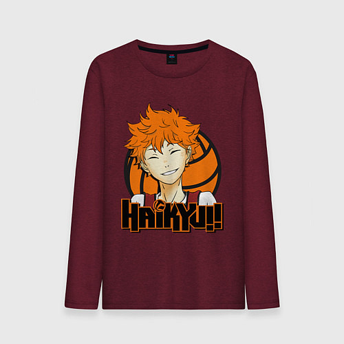 Мужской лонгслив Haikyu Улыбка Хинаты / Меланж-бордовый – фото 1