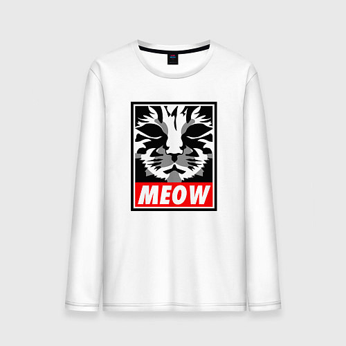 Мужской лонгслив Meow Obey / Белый – фото 1