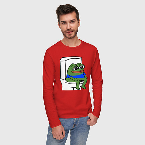 Мужской лонгслив Лягушонок пепе / Красный – фото 3