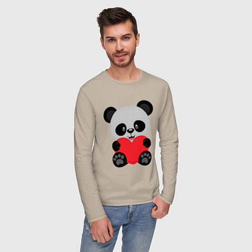 Мужской лонгслив Love Панда / Миндальный – фото 3