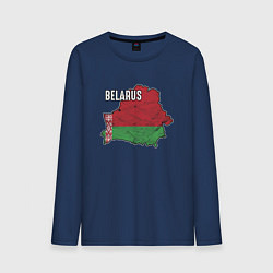 Лонгслив хлопковый мужской Belarus Map, цвет: тёмно-синий
