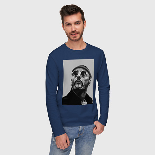 Мужской лонгслив Leon / Тёмно-синий – фото 3
