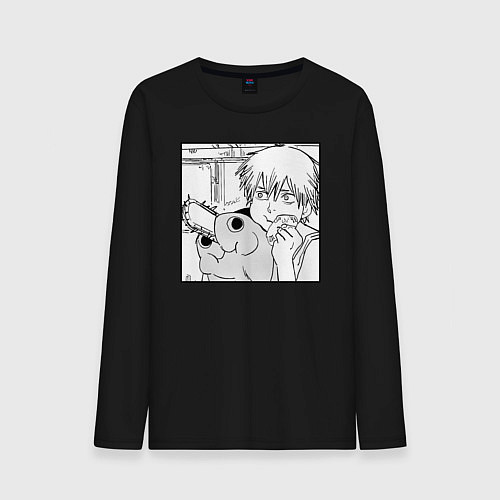 Мужской лонгслив Человек — бензопила / Черный – фото 1