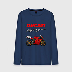 Лонгслив хлопковый мужской DUCATI ДУКАТИ MOTOSPORT, цвет: тёмно-синий