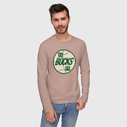Лонгслив хлопковый мужской Go Bucks Go, цвет: пыльно-розовый — фото 2