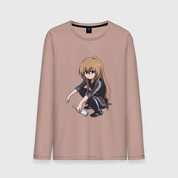 Лонгслив хлопковый мужской Анигоп - спортик аниме girl, цвет: пыльно-розовый