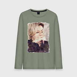 Лонгслив хлопковый мужской Задумчивый Чонгук, цвет: авокадо