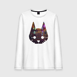 Лонгслив хлопковый мужской Stray: City Cat, цвет: белый