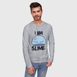 Лонгслив хлопковый мужской I AM SLIME, Я СЛИЗЬ, цвет: меланж — фото 2