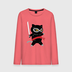 Лонгслив хлопковый мужской Ninja Cat, цвет: коралловый