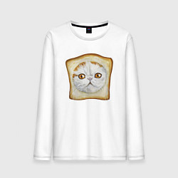 Лонгслив хлопковый мужской Bread Cat, цвет: белый