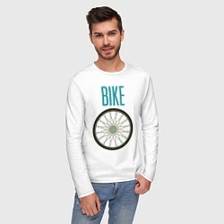 Лонгслив хлопковый мужской Велосипед, колесо, цвет: белый — фото 2