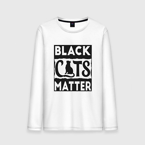 Мужской лонгслив Black Cats Matter / Белый – фото 1