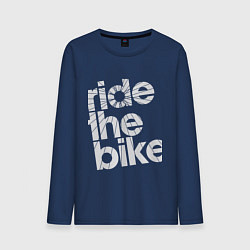 Лонгслив хлопковый мужской Ride the bike, цвет: тёмно-синий