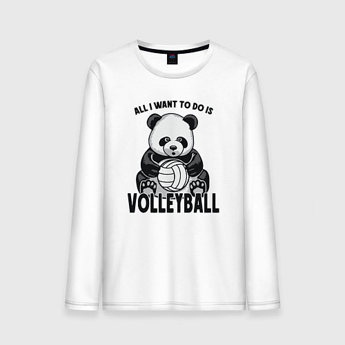 Мужской лонгслив Volleyball Panda / Белый – фото 1