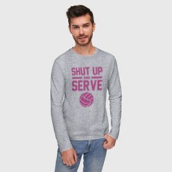 Лонгслив хлопковый мужской Shut Up And Serve, цвет: меланж — фото 2