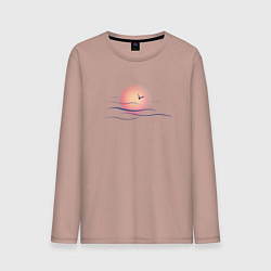 Лонгслив хлопковый мужской Солнечный шар, цвет: пыльно-розовый