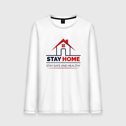 Мужской лонгслив Stay Home / Белый – фото 1