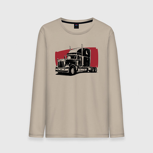 Мужской лонгслив Truck red / Миндальный – фото 1
