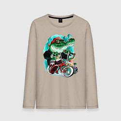 Лонгслив хлопковый мужской Крокодил, цвет: миндальный