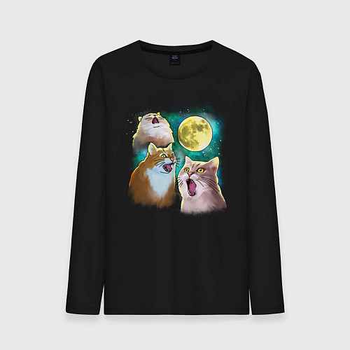 Мужской лонгслив Котики воют на Луну / Черный – фото 1