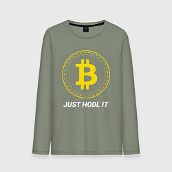 Лонгслив хлопковый мужской Just Hodl It - Биткойн, цвет: авокадо