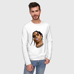 Лонгслив хлопковый мужской TRAVIS SCOTT ASTROWORLD Z, цвет: белый — фото 2