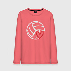 Лонгслив хлопковый мужской Love Volleyball, цвет: коралловый
