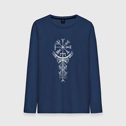 Лонгслив хлопковый мужской Вегвизир Vegvisir Руна Z, цвет: тёмно-синий