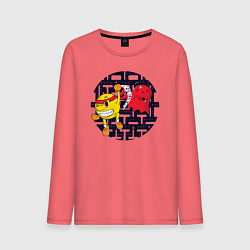 Лонгслив хлопковый мужской Pac-Man цвета коралловый — фото 1