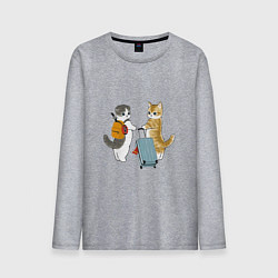 Лонгслив хлопковый мужской Котики отправляются в отпуск, цвет: меланж