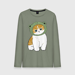 Лонгслив хлопковый мужской Котолягушонок, цвет: авокадо