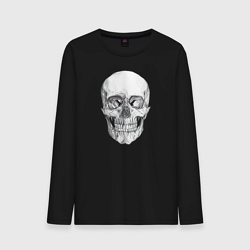 Мужской лонгслив Реалистичный рисунок Черепа / Черный – фото 1