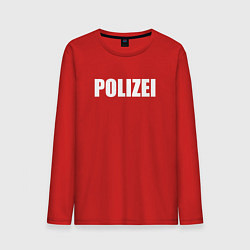 Лонгслив хлопковый мужской POLIZEI Полиция Надпись Белая, цвет: красный