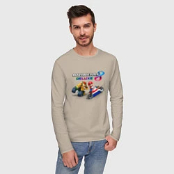 Лонгслив хлопковый мужской Mariokart 8 Deluxe гонка, цвет: миндальный — фото 2