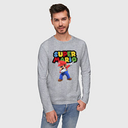 Лонгслив хлопковый мужской Super Mario Dab, цвет: меланж — фото 2