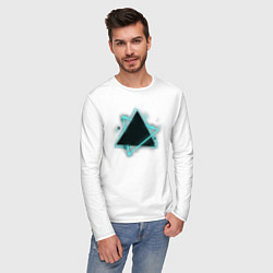 Лонгслив хлопковый мужской Треугольник неон, цвет: белый — фото 2