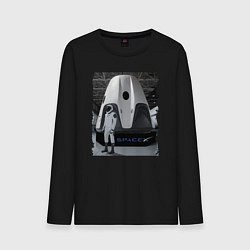 Лонгслив хлопковый мужской Пилот Space X, цвет: черный