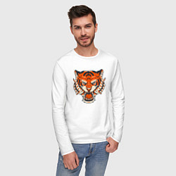 Лонгслив хлопковый мужской Super Tiger, цвет: белый — фото 2