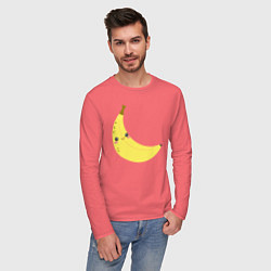 Лонгслив хлопковый мужской Веселый банан, цвет: коралловый — фото 2