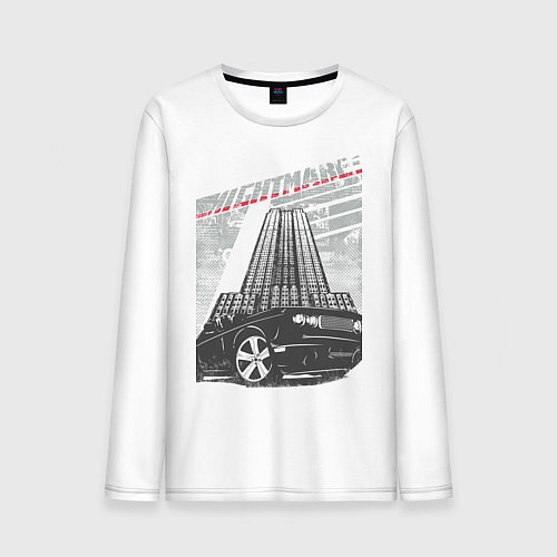 Мужской лонгслив Черный автомобиль / Белый – фото 1